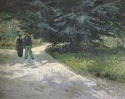 Public Garden with Couple and Blue Fir Tree :The Poet's Garden III (nn04)